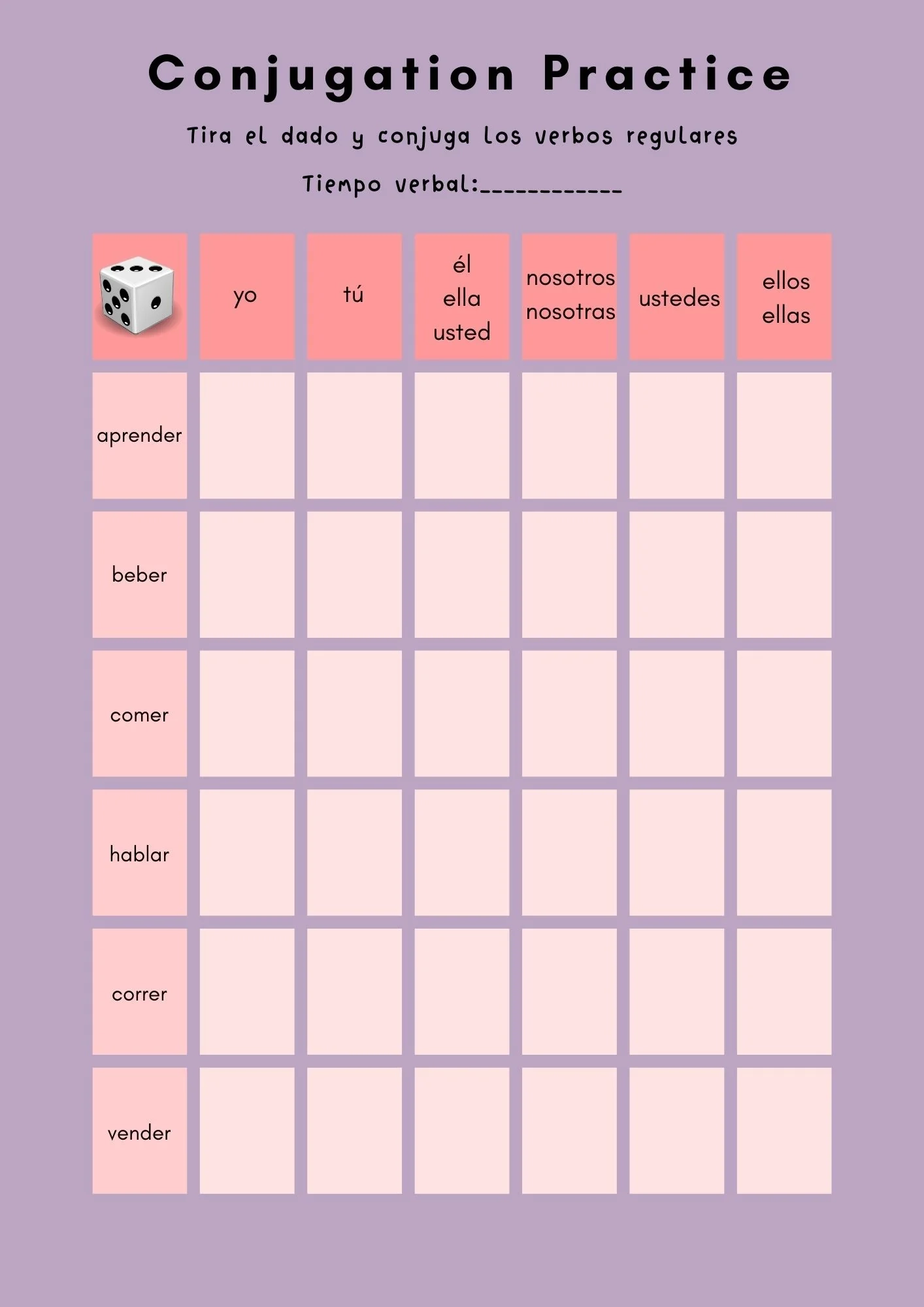 Verb Conjugation Practice Worksheet Latinamerican Spanish 