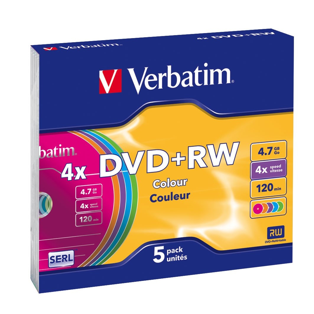 Verbatim 43297 DVD RW 4x Non Printable Colours Slim Case Amazon 