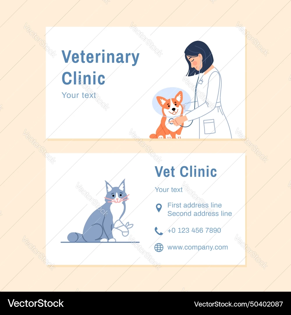 Veterinary Business Card Template With Copy Space Vector Image