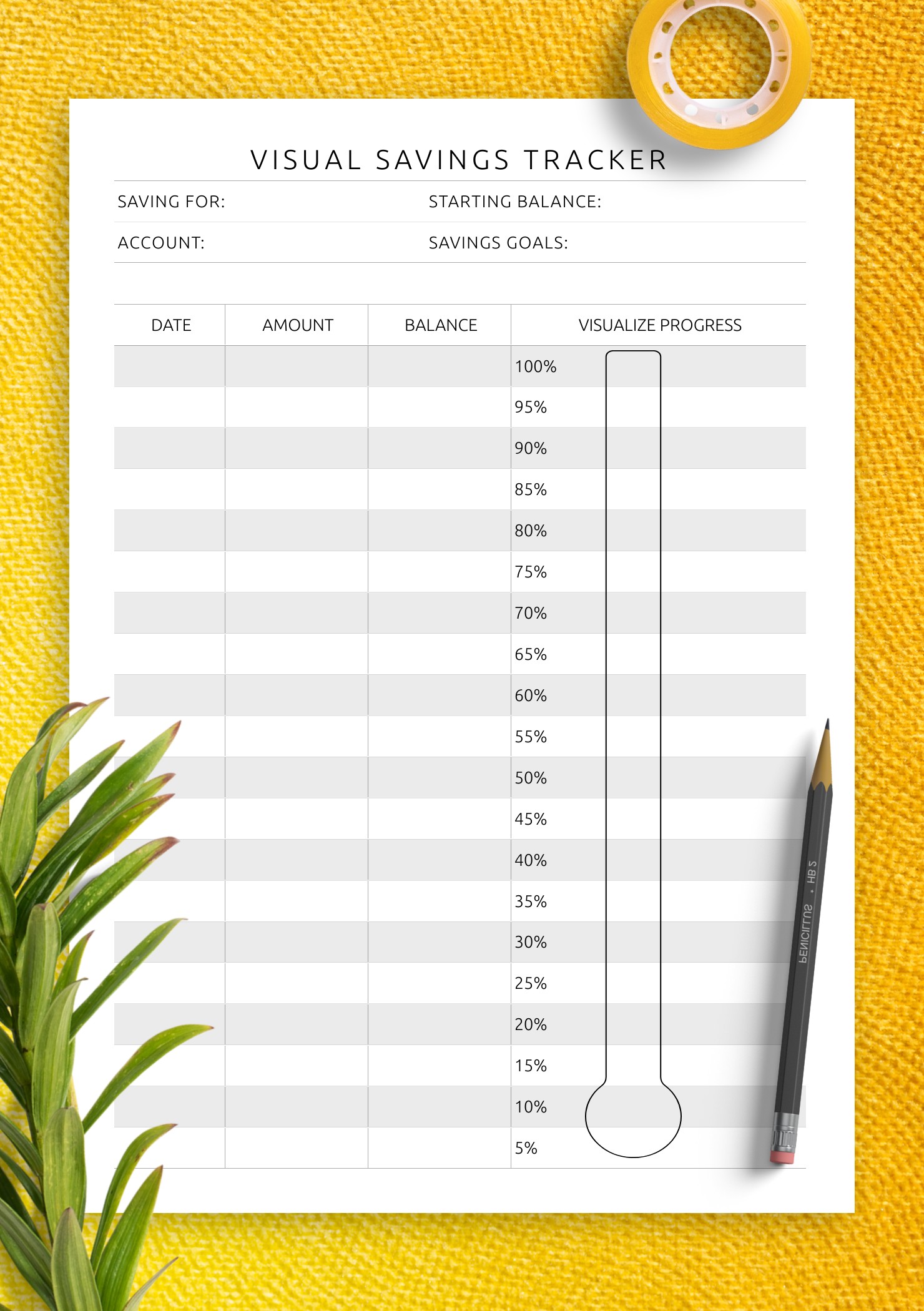 Saving Money Blank Spreadsheet Printables