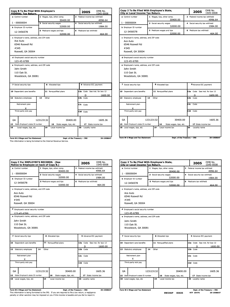 Printable Blank W2 Form