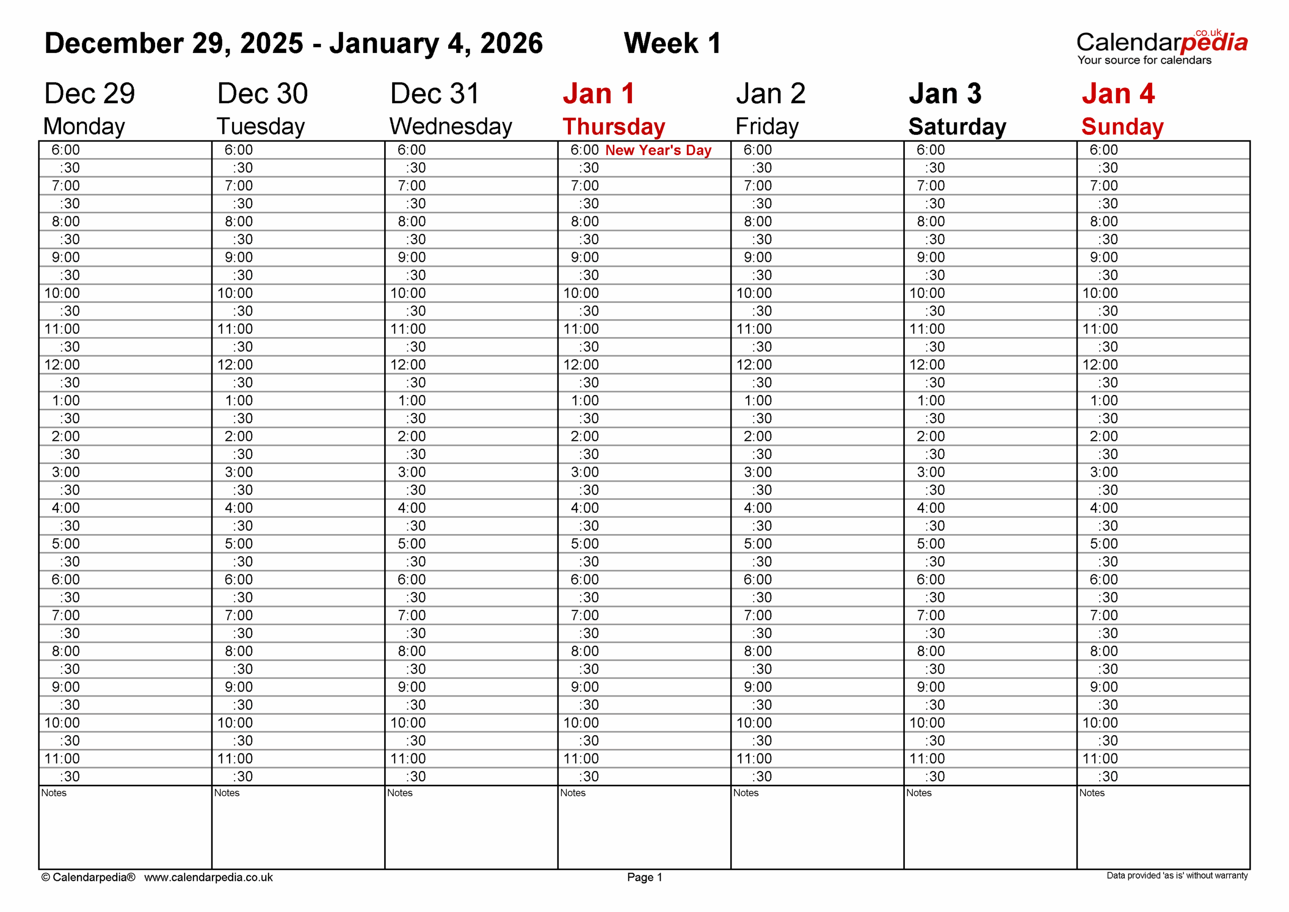 Weekly Calendar 2026 UK Free Printable Templates For PDF