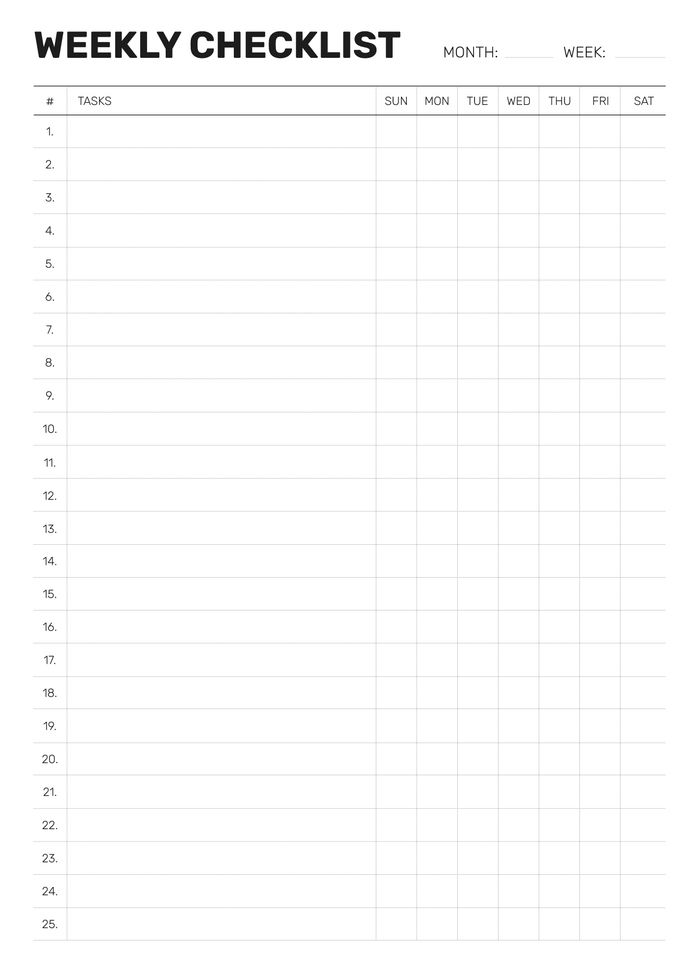 Weekly Checklist Free Google Docs Template Gdoc io