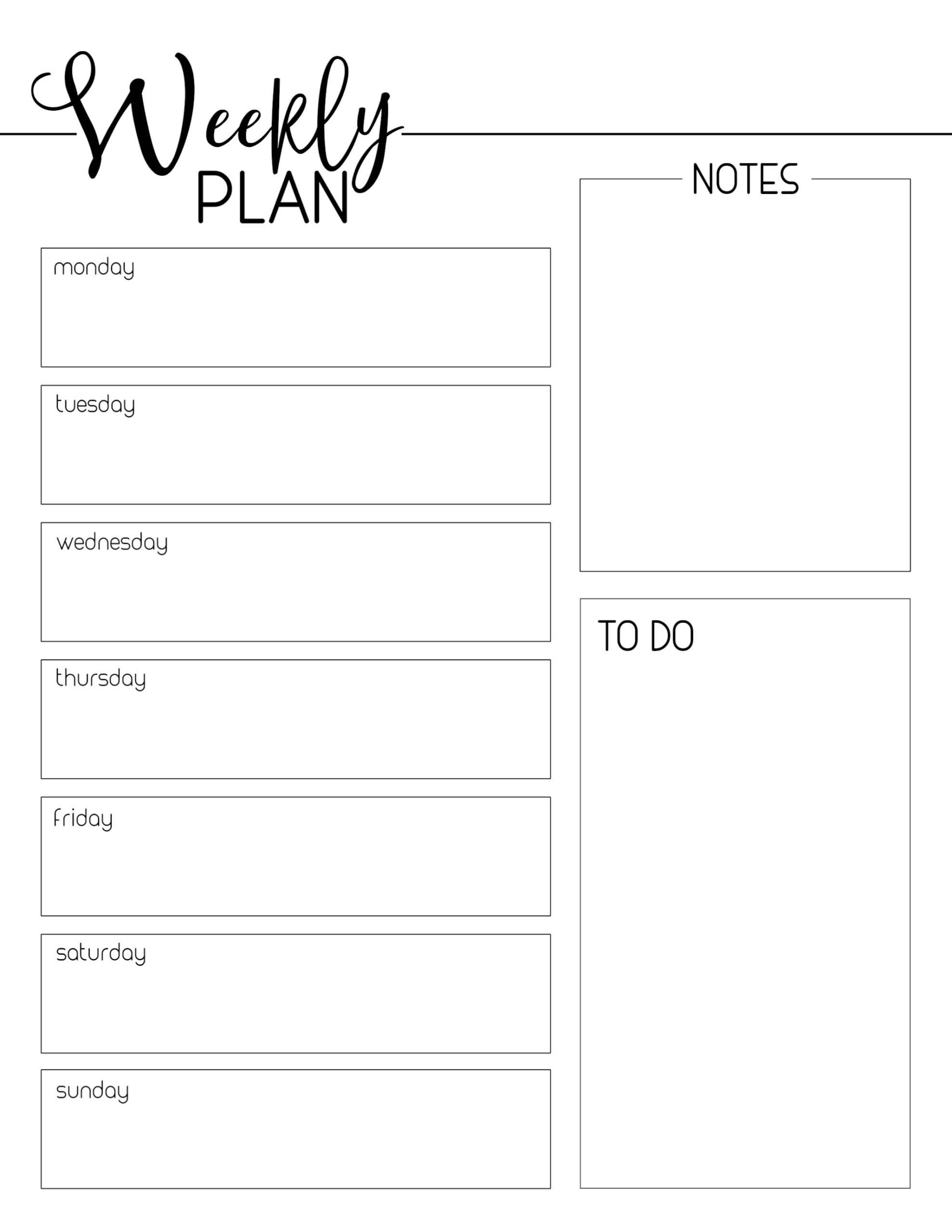 Free Printable Weekly Planner Blank