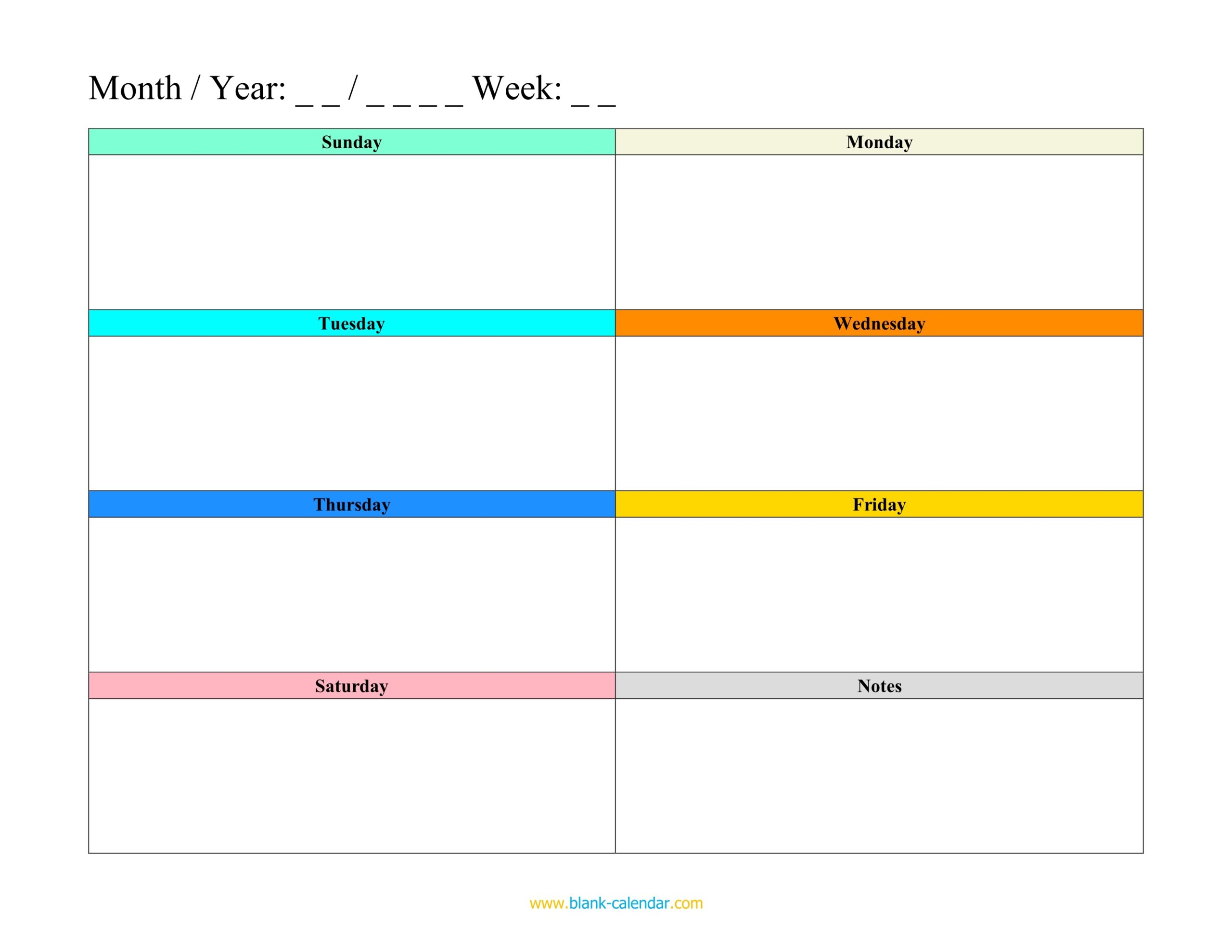 Blank Calendar Word Template Printable