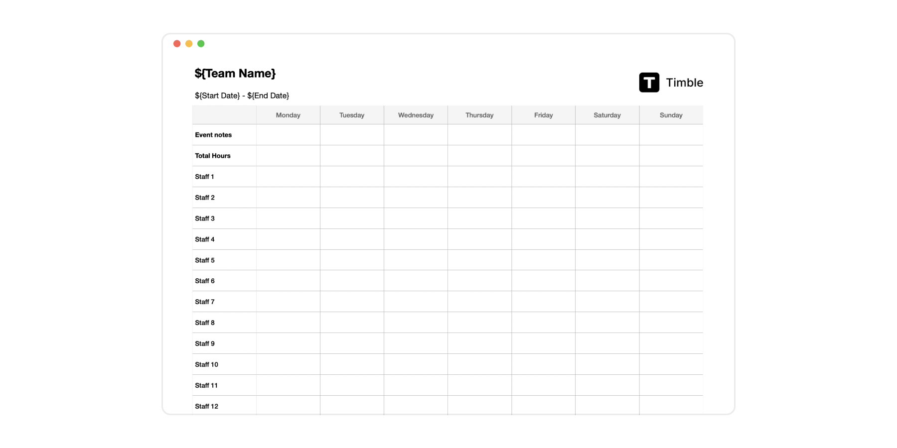 Roster Blank Forms Printable