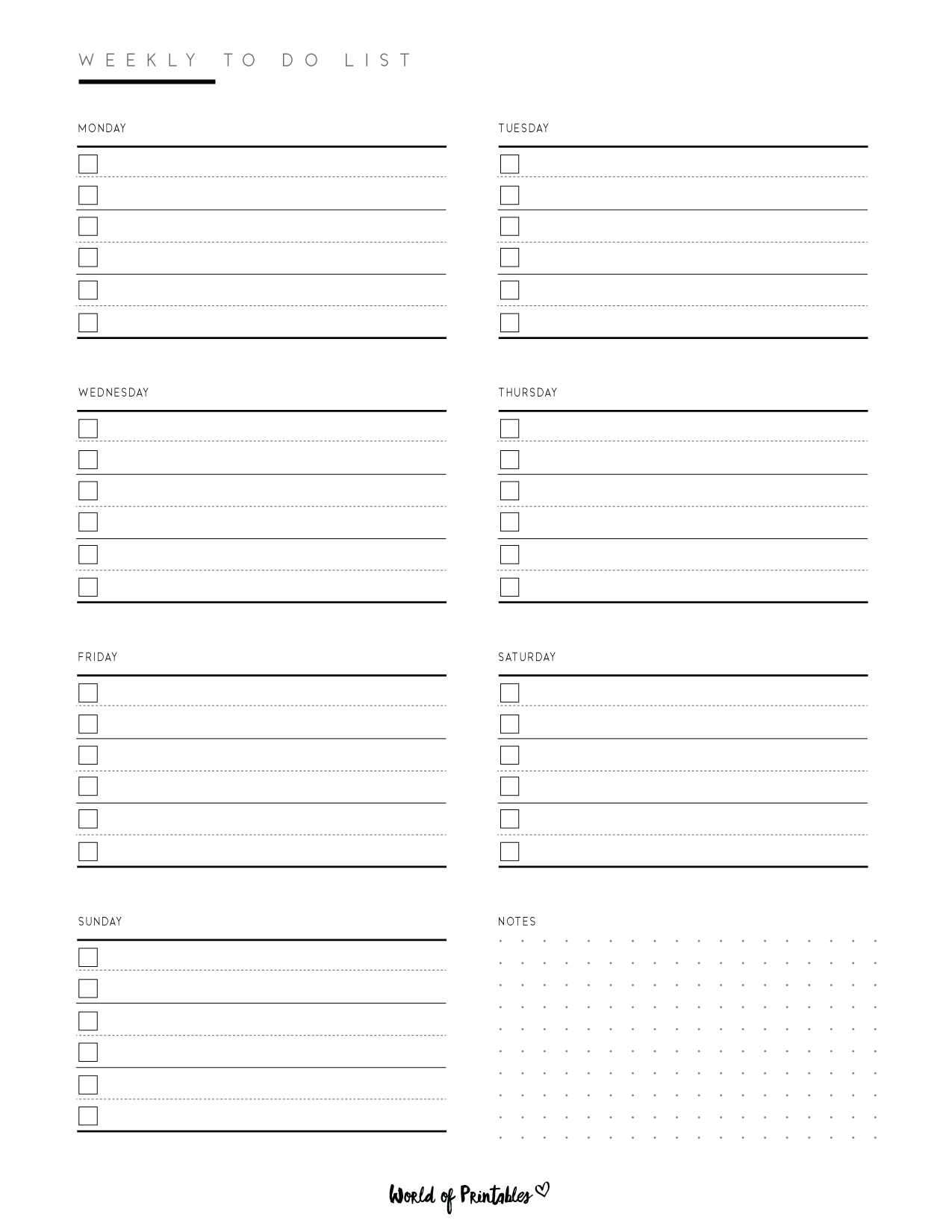 Things To Remember Printable Blank