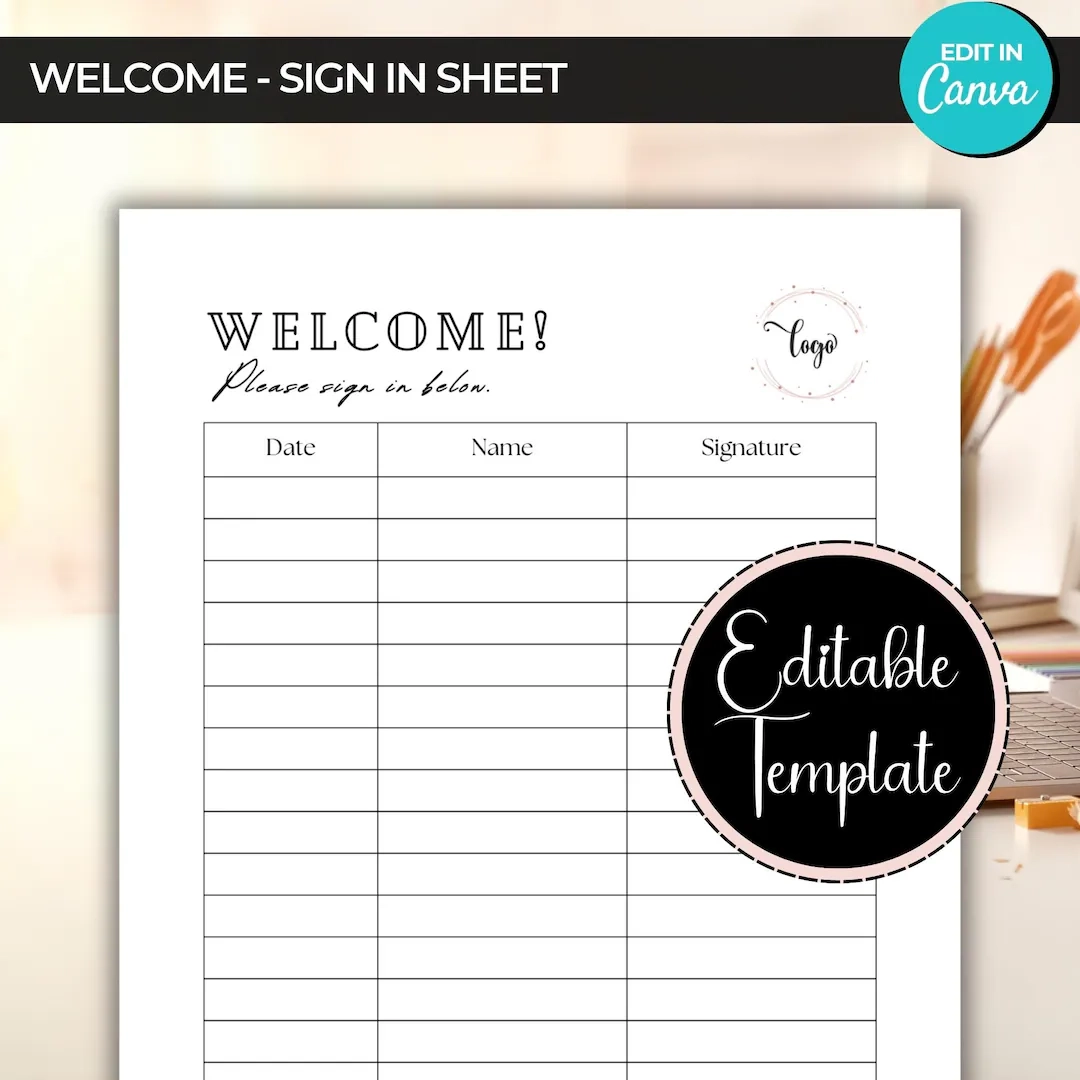 Welcome Sign In Form Template Printable Sign In Sheet For Events 