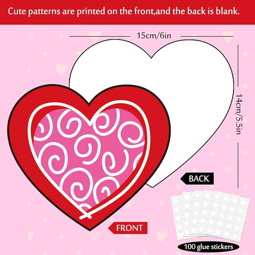 Whaline 45 Pieces Heart Cutouts Assorted Red Pink Heart Cutouts 6 Inch Large Valentine s Day Paper Cutouts For School Bulletin Board Classroom Wedding 