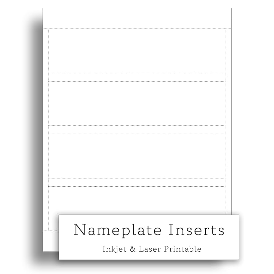 White Printable Name Plate Inserts 8 X 2 Blank Perforated Paper Inserts For Inkjet And Laser Printers Heavy Card 4 Per Page 10 Sheets 40 