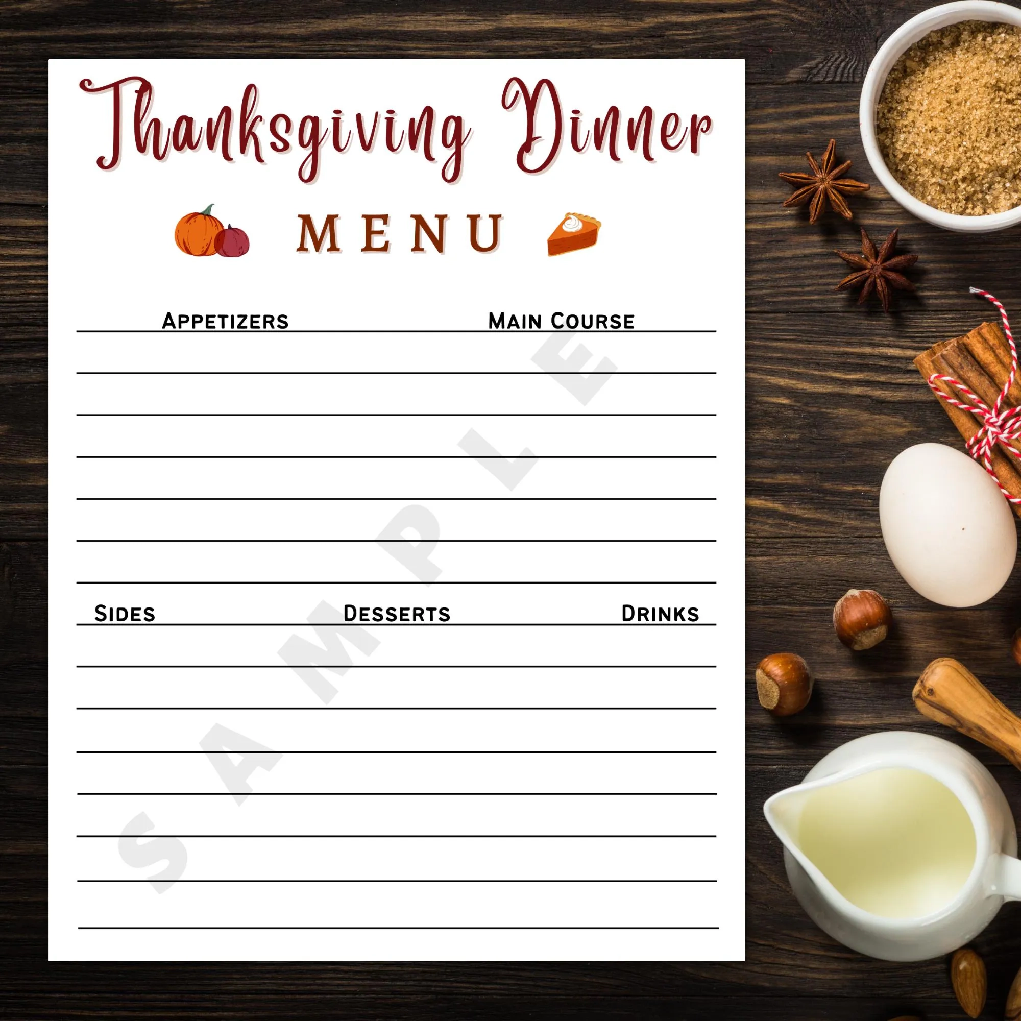 Printable Blank Thanksgiving