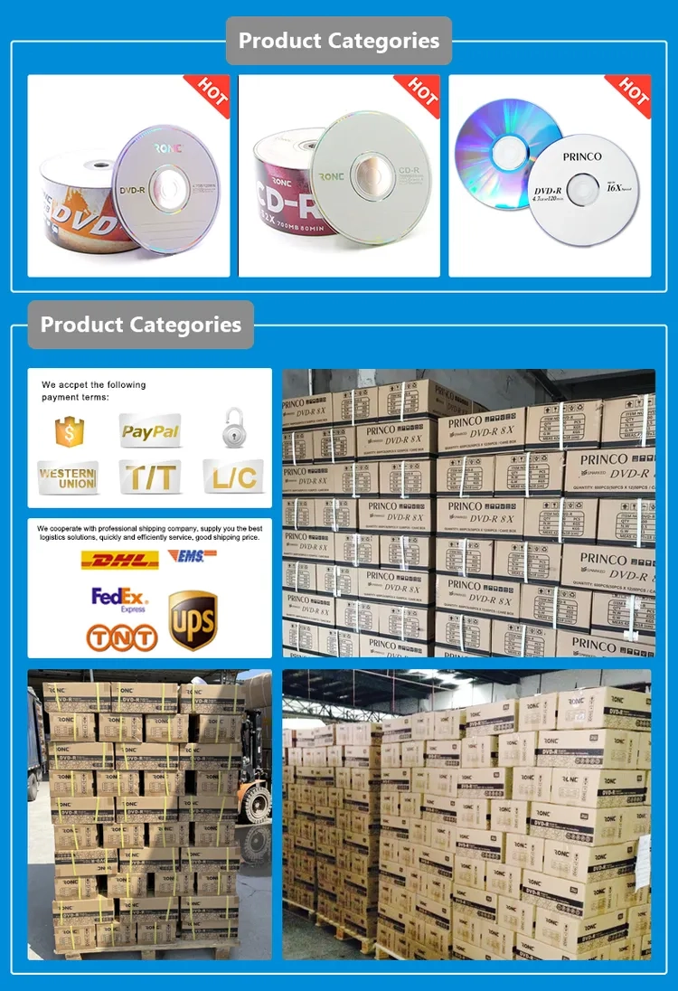 Wholesale Blank Discs Recordable Printable DVD R Virgin DVD R 