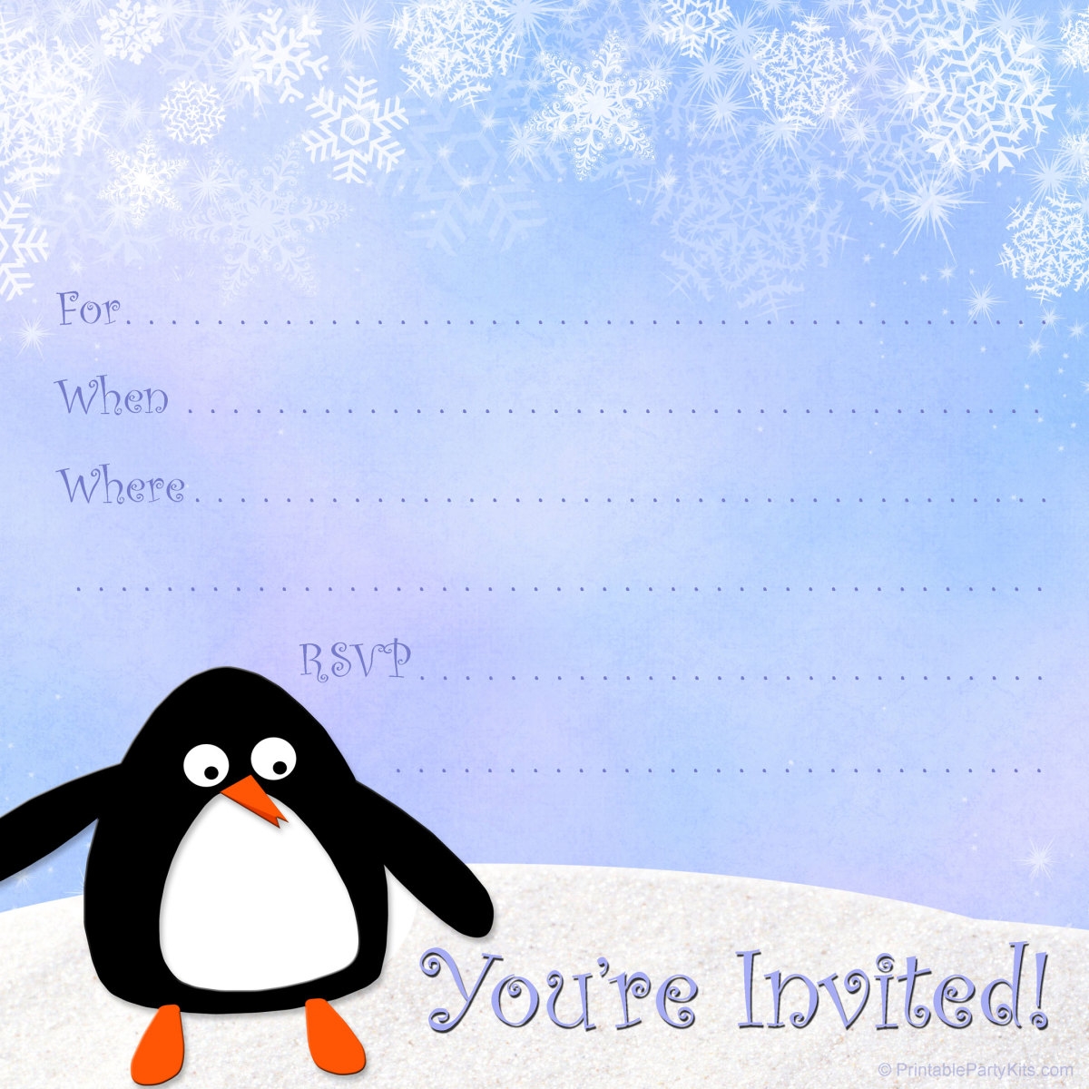 Printable Blank Winter Invitation Template