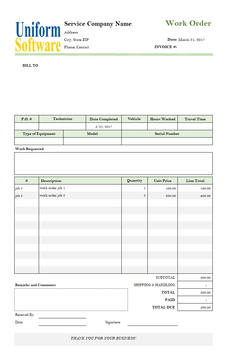 Work Order Template