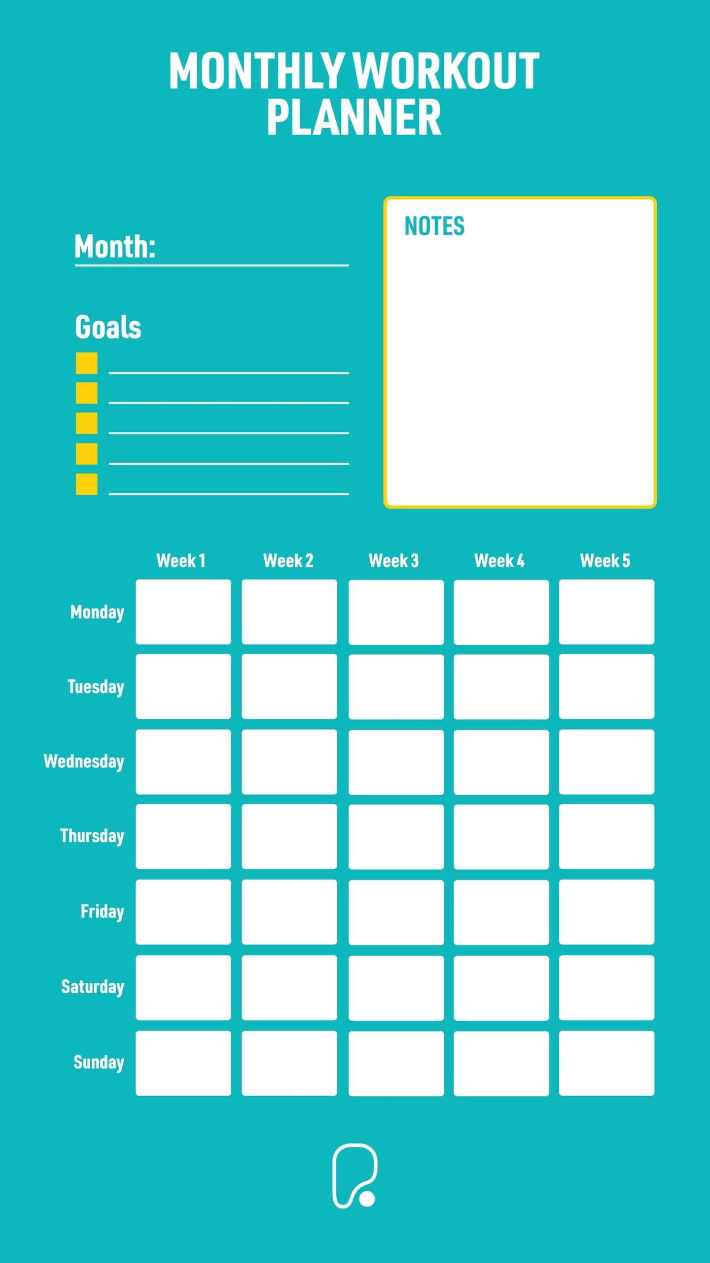 Printable Blank Workout Calendar