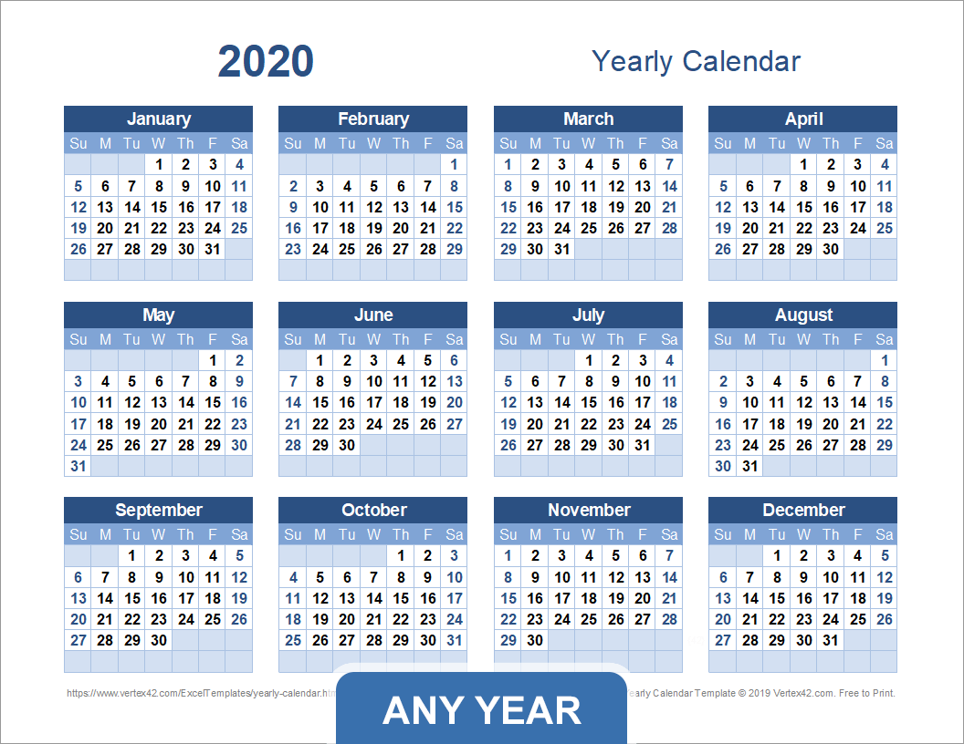 Printable Blank Calendar 2026 Vertex