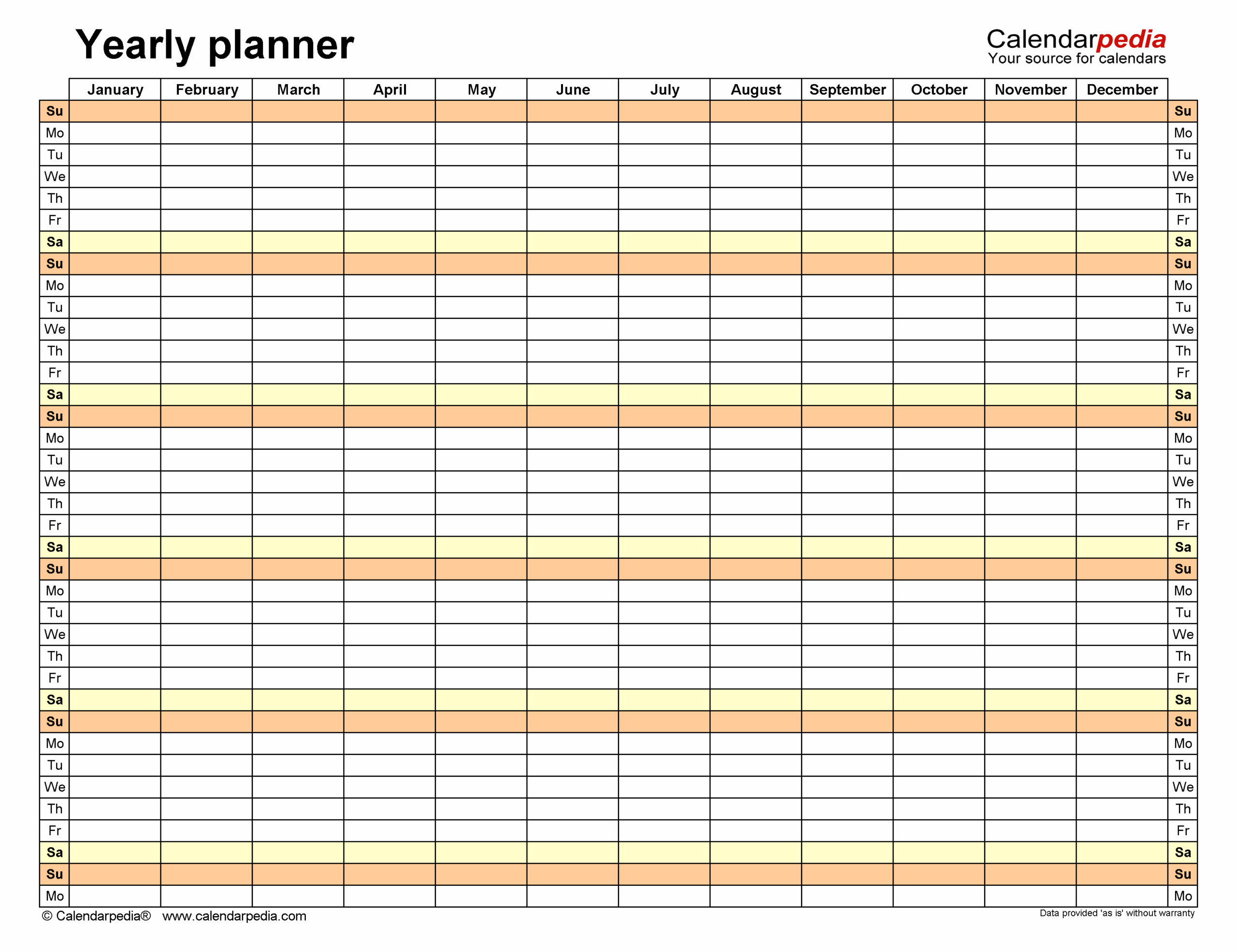 Yearly Planners In Microsoft Excel Format 36 Templates