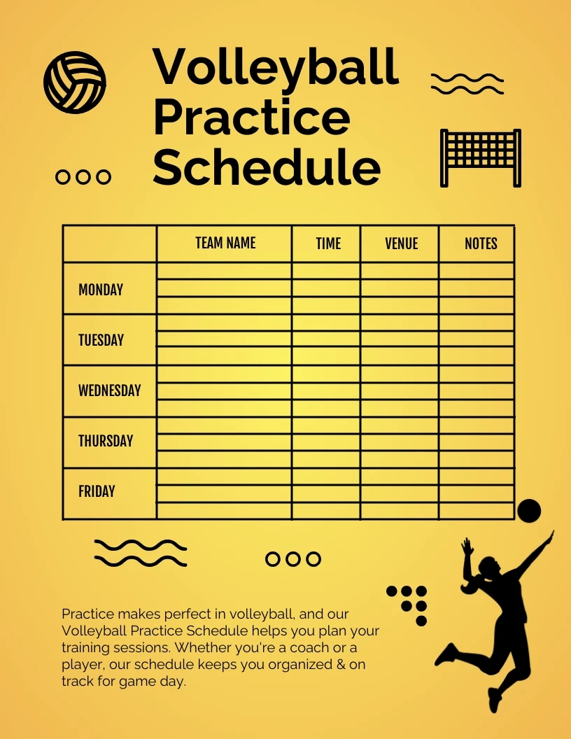 Yellow Gradient Simple Outline Illustration Volleyball Practice 